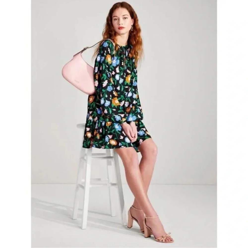 KATE SPADE NEW YORK KATE SPADE Floral
Garden Tulip Dress In Black LARGE - Picture 11 of 13